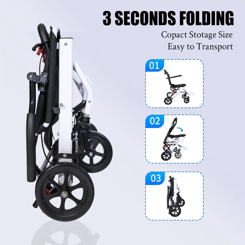 CvitalelPersd Lightweight Folding Wheelchair Travel Elderly