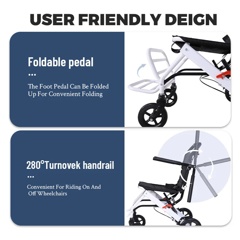 CvitalelPersd Lightweight Folding Wheelchair Travel Elderly