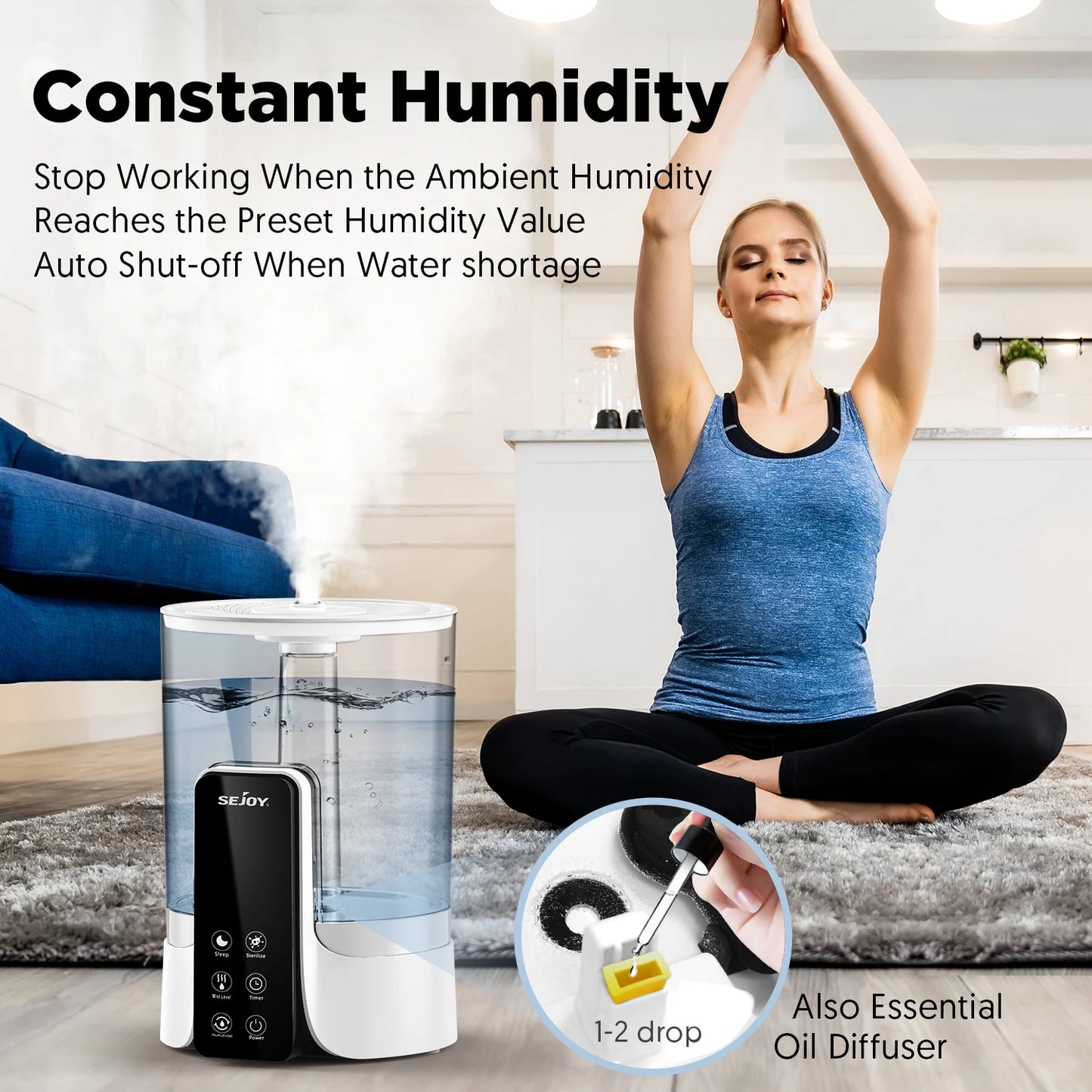 Sejoy Aromatherapy Humidifier with LED Display and Timer