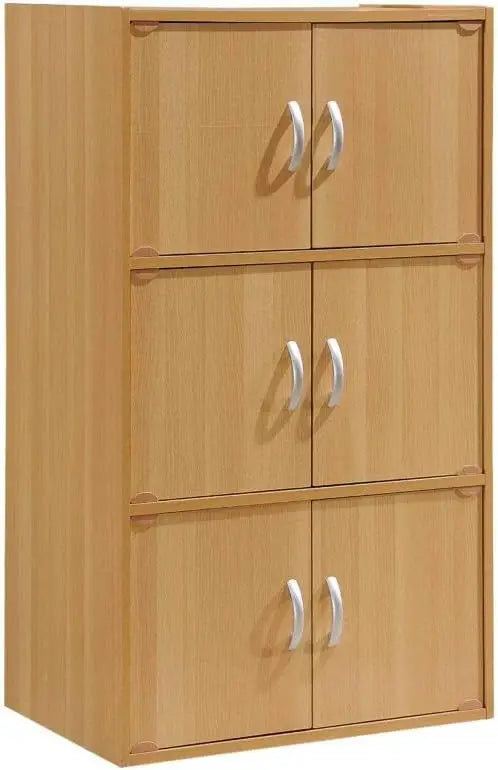 Contemporary Wood 6 Door Bookcase Cabinet For Home Office