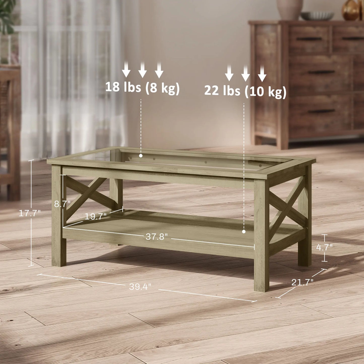 HOMCOM Cottage Style Media Console With Bottom Storage