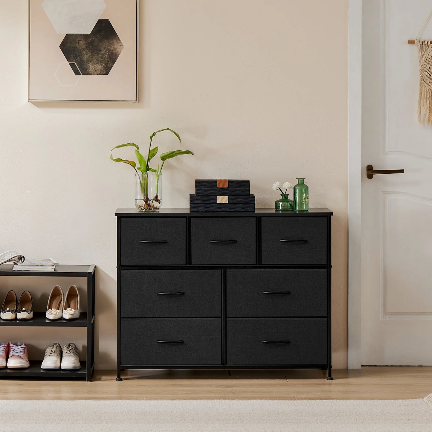 JHK Dresser With 7 Fabric Drawers Organizer Storage Cabinet