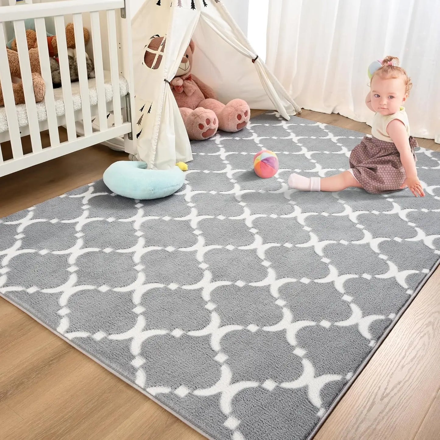 NOAHAS Soft Geometric Modern Shag Rug For Living Room