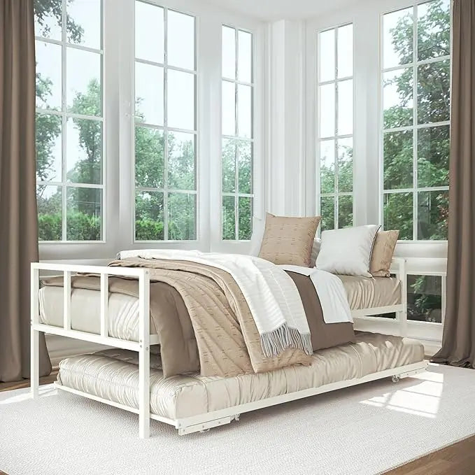 XMSJH Twin Daybed With Fold Up Trundle Frame Set Assembly