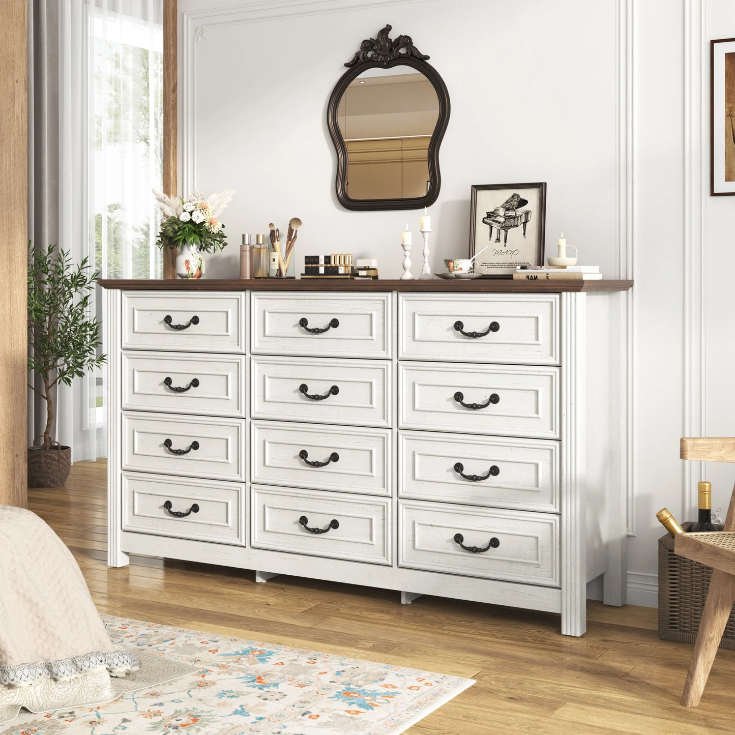 QiaoShiRen Large 12 Drawer Dresser Bedroom Wood Storage