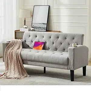 YANYING Velvet Loveseat Sofa With USB Ports And Cupholders