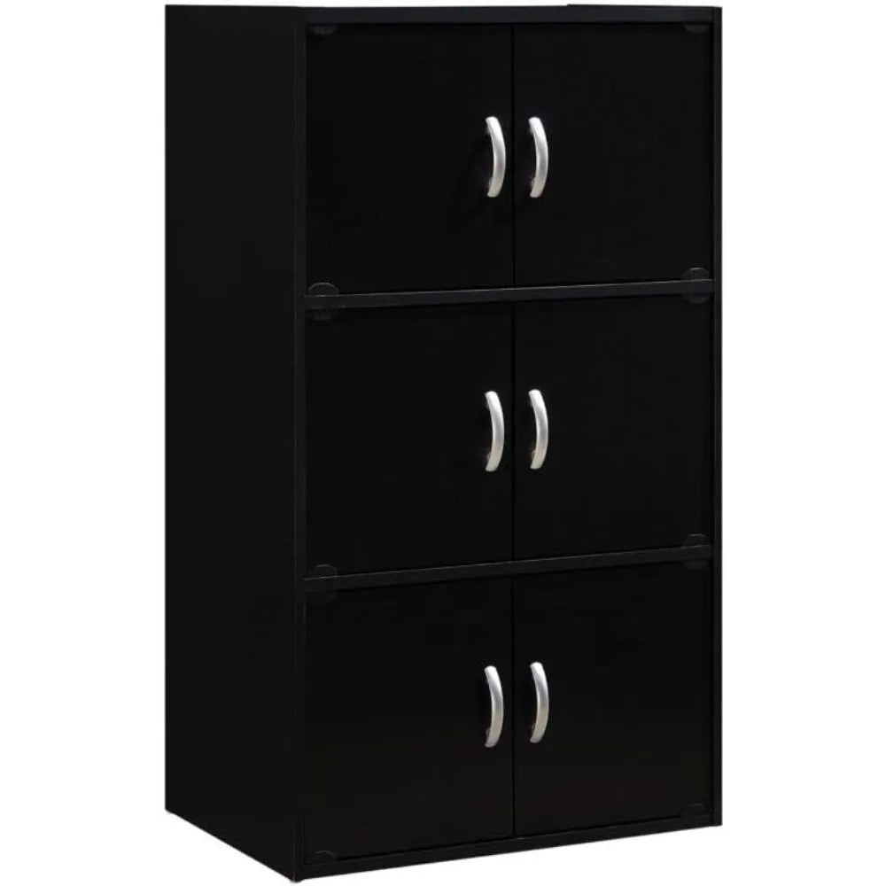 Contemporary Wood 6 Door Bookcase Cabinet For Home Office