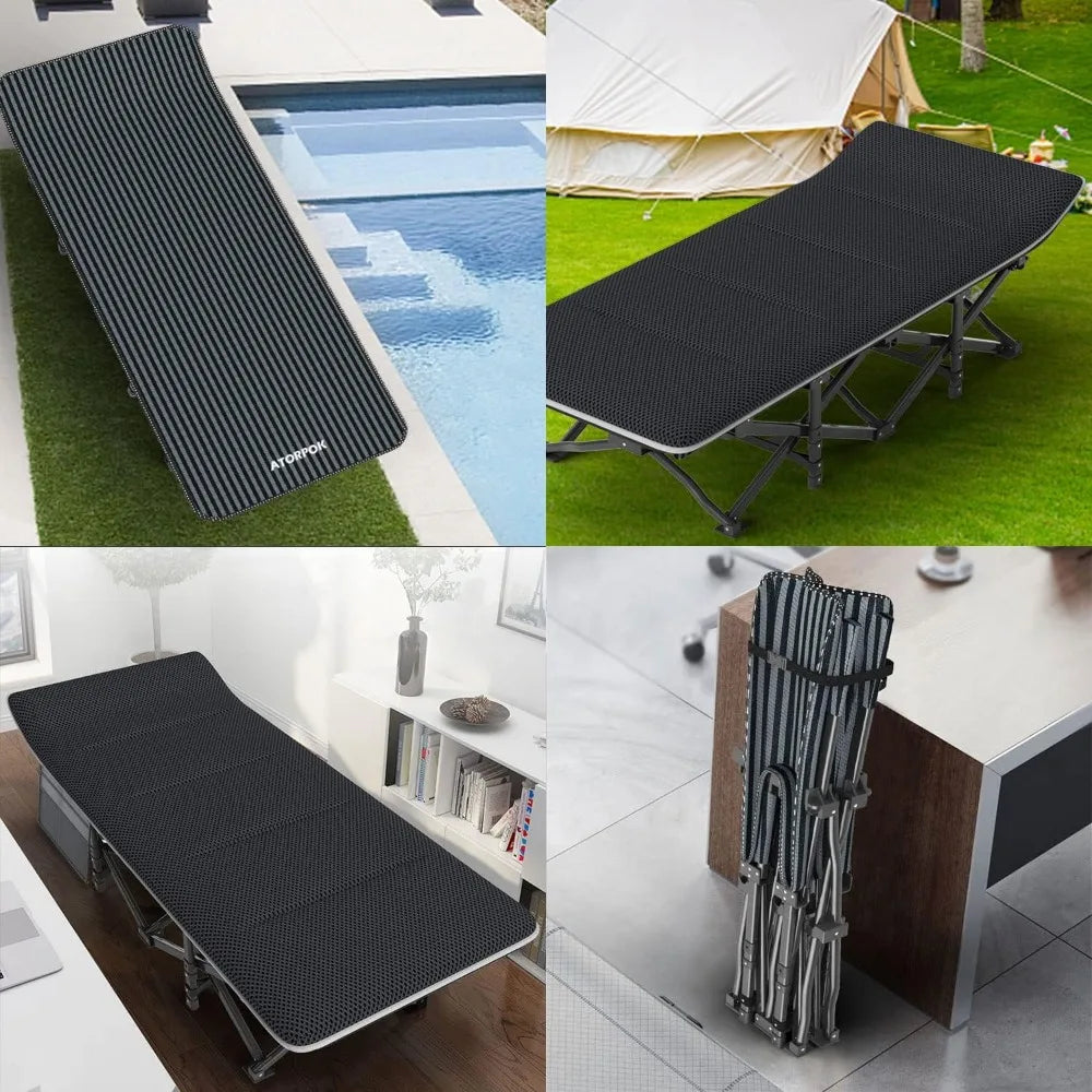 Lightweight Folding Camping Cot For Adults With Cushion