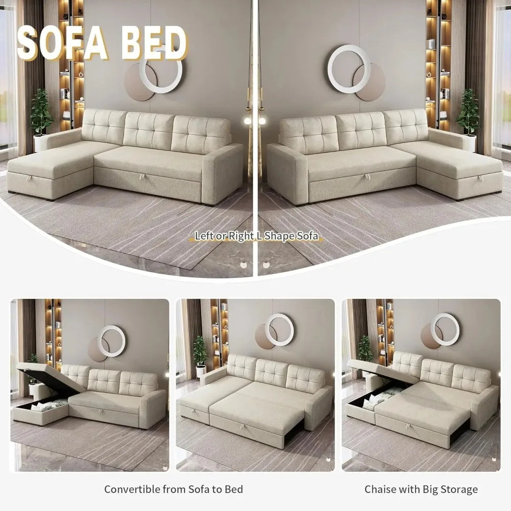 Ball Cast Convertible Sofa Bed With Reversible Storage