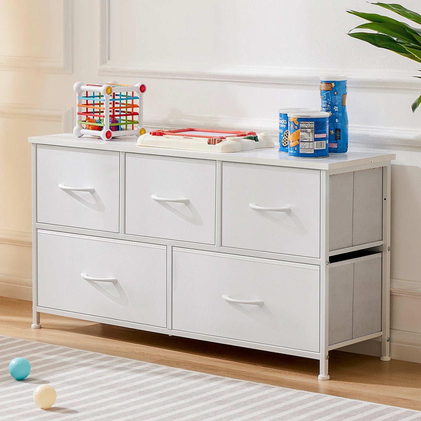 JHK Modern Bedroom Wardrobe With Fabric Drawer Chest
