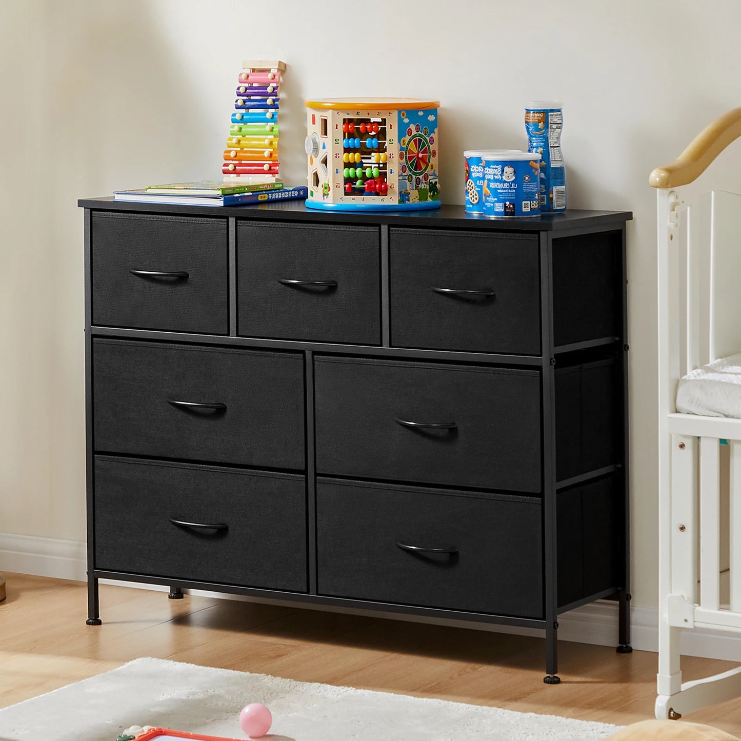 JHK Dresser With 7 Fabric Drawers Organizer Storage Cabinet