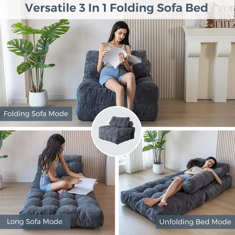 Combination Folding Sofa Bed Sleeper Chair Back Support