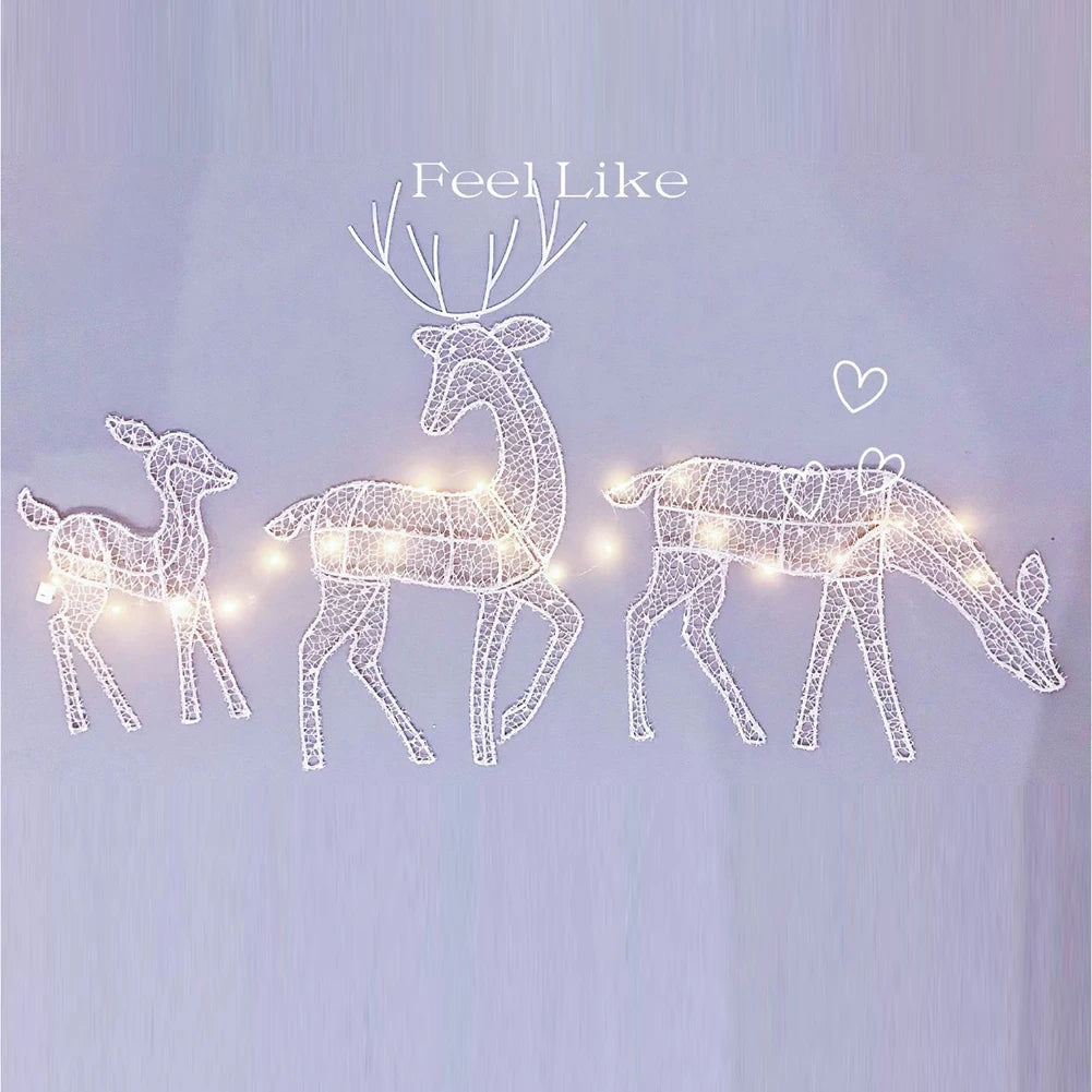 Alloet DIY Reindeer Ornaments Battery Powered Iron Decor
