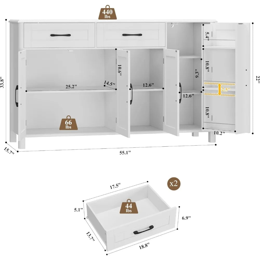 Sideboard Buffet Cabinet With Storage For Home Kitchen