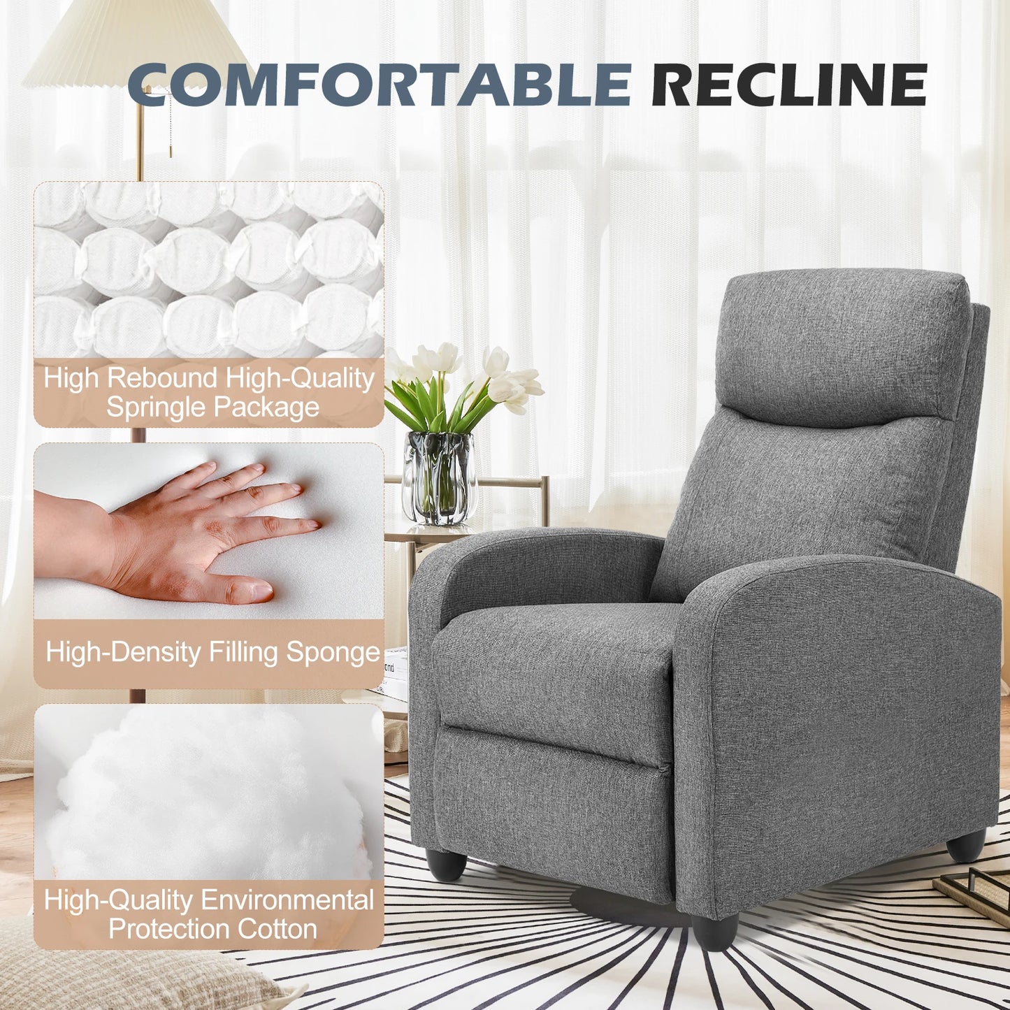 JHK Recliner Chair Massage Sofa With Lumbar Support