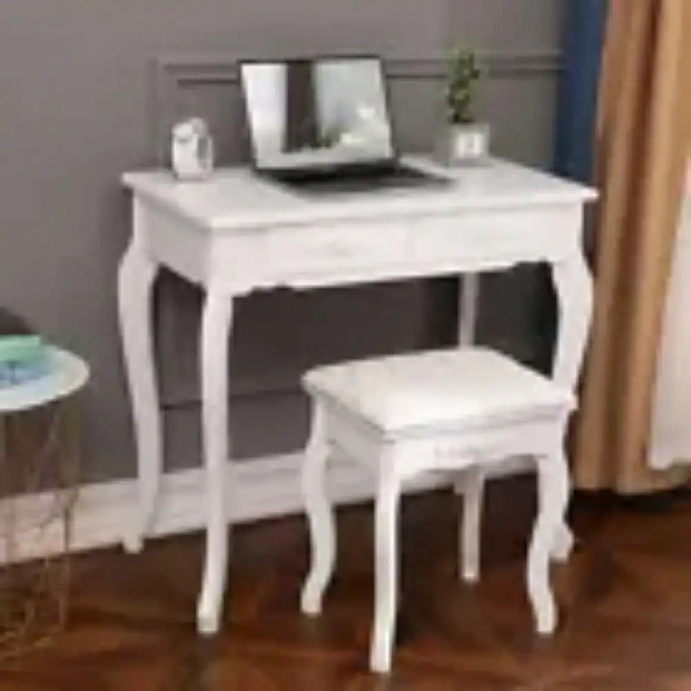 Hign-concerned Makeup Vanity Table Set 4 Drawers Oval Mirror
