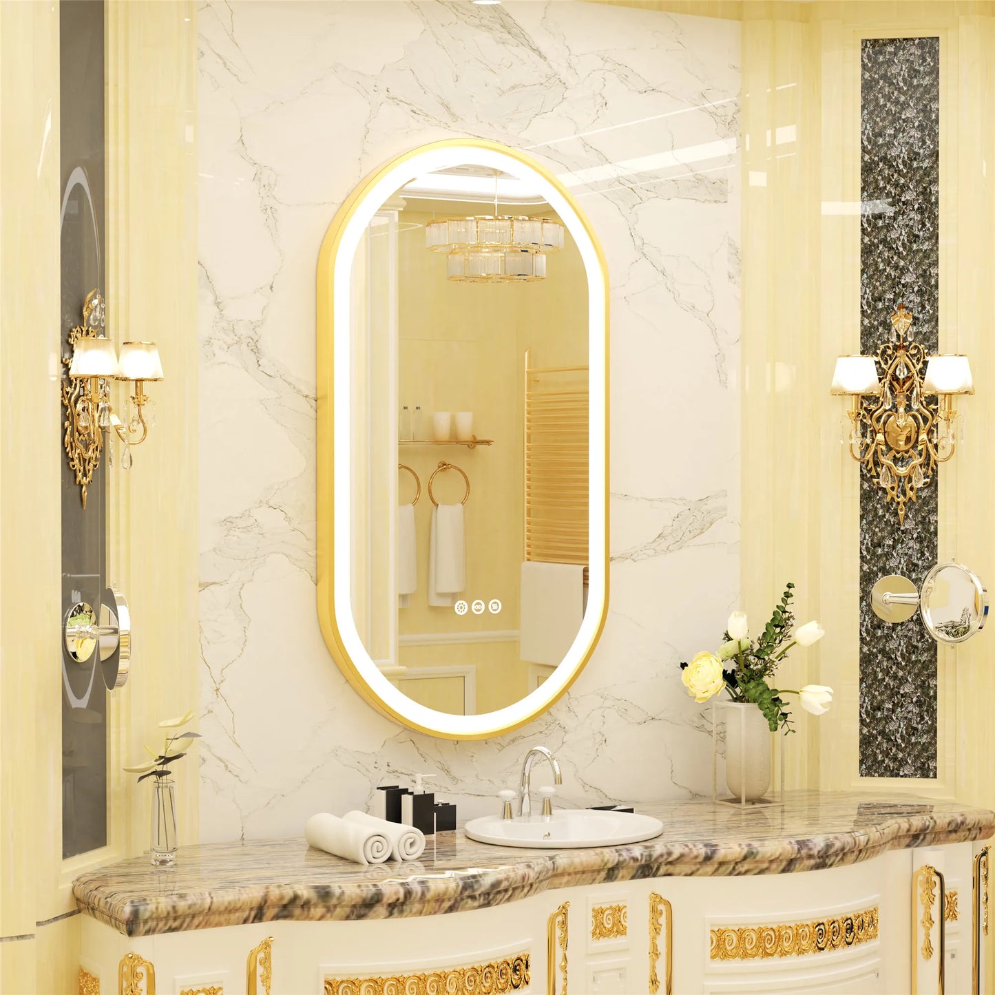 Wisfor Oval LED Lighted Dimmable Bathroom Wall Mirror