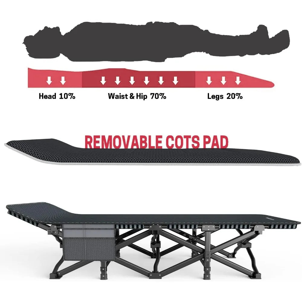 Lightweight Folding Camping Cot For Adults With Cushion