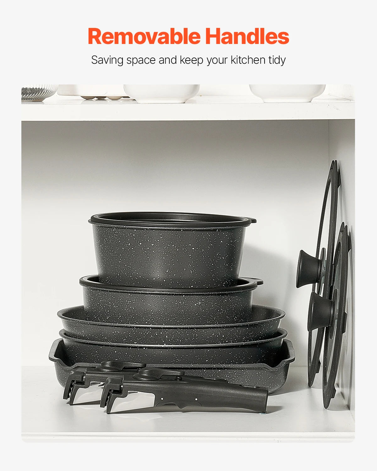 VEVOR Nonstick Cookware Set Granite Induction Kitchen Pans