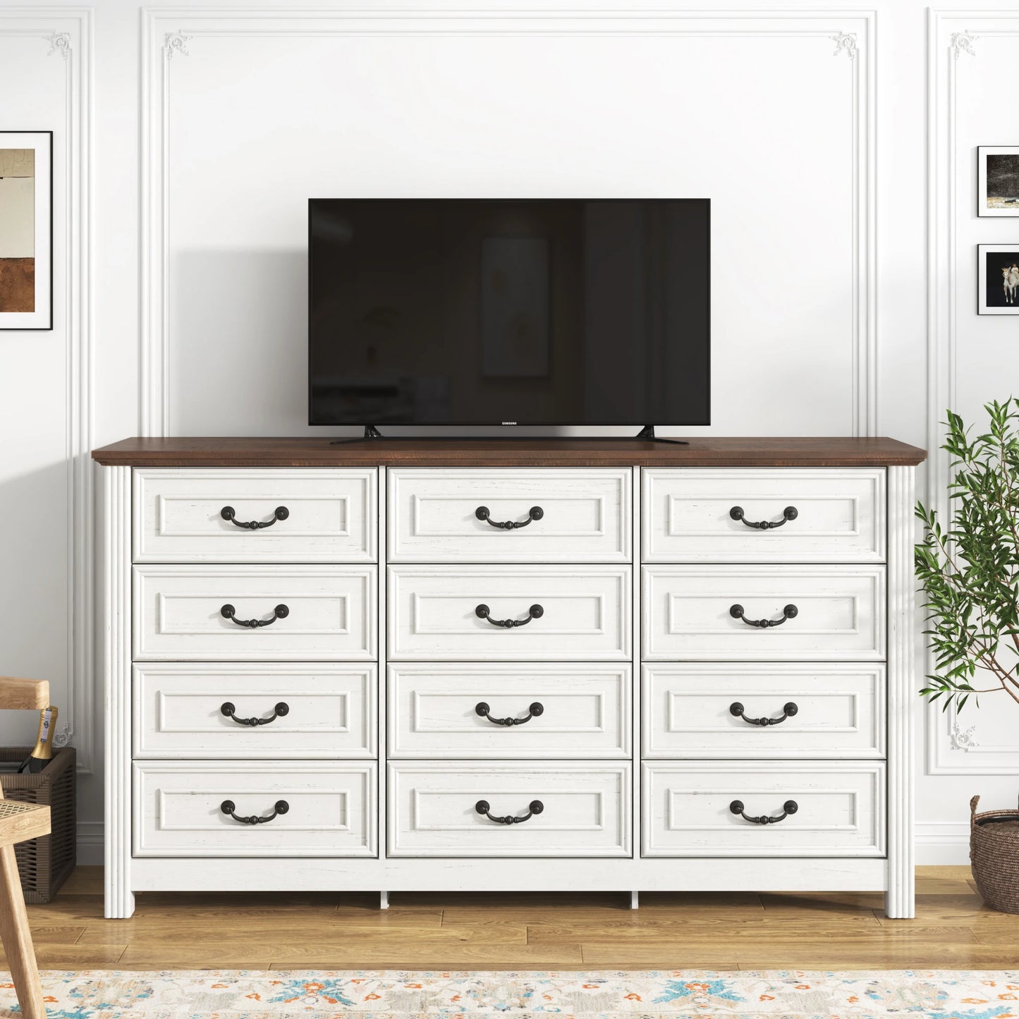 QiaoShiRen Large 12 Drawer Dresser Bedroom Wood Storage