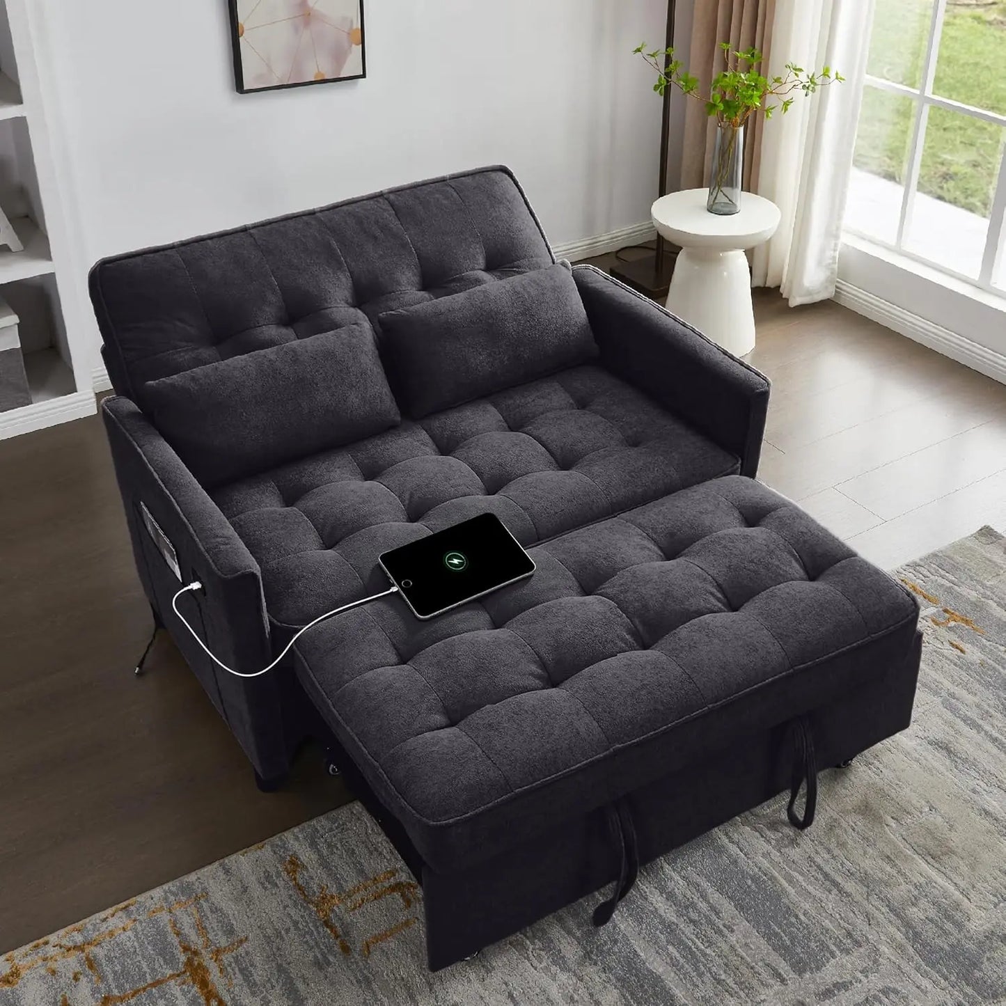 ANGDUO Convertible Sofa Bed 3 In 1 Pull Out Couch Loveseat