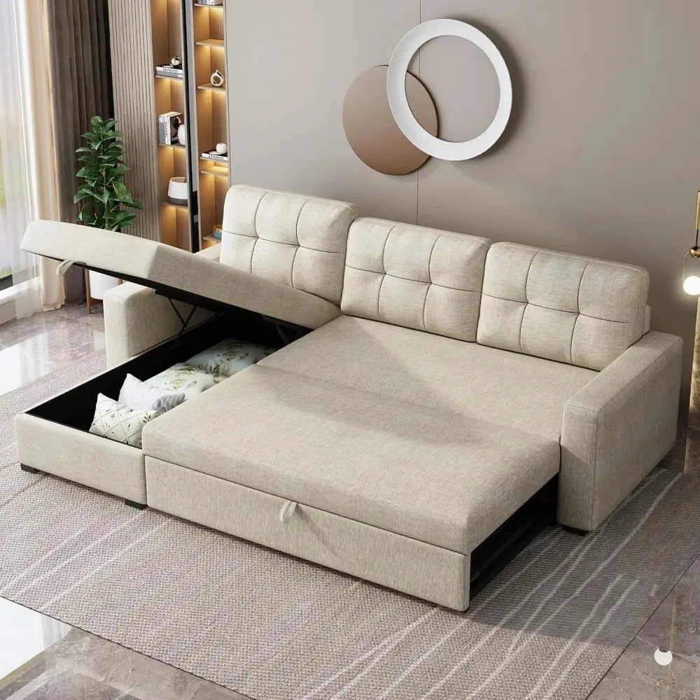 Ball Cast Convertible Sofa Bed With Reversible Storage