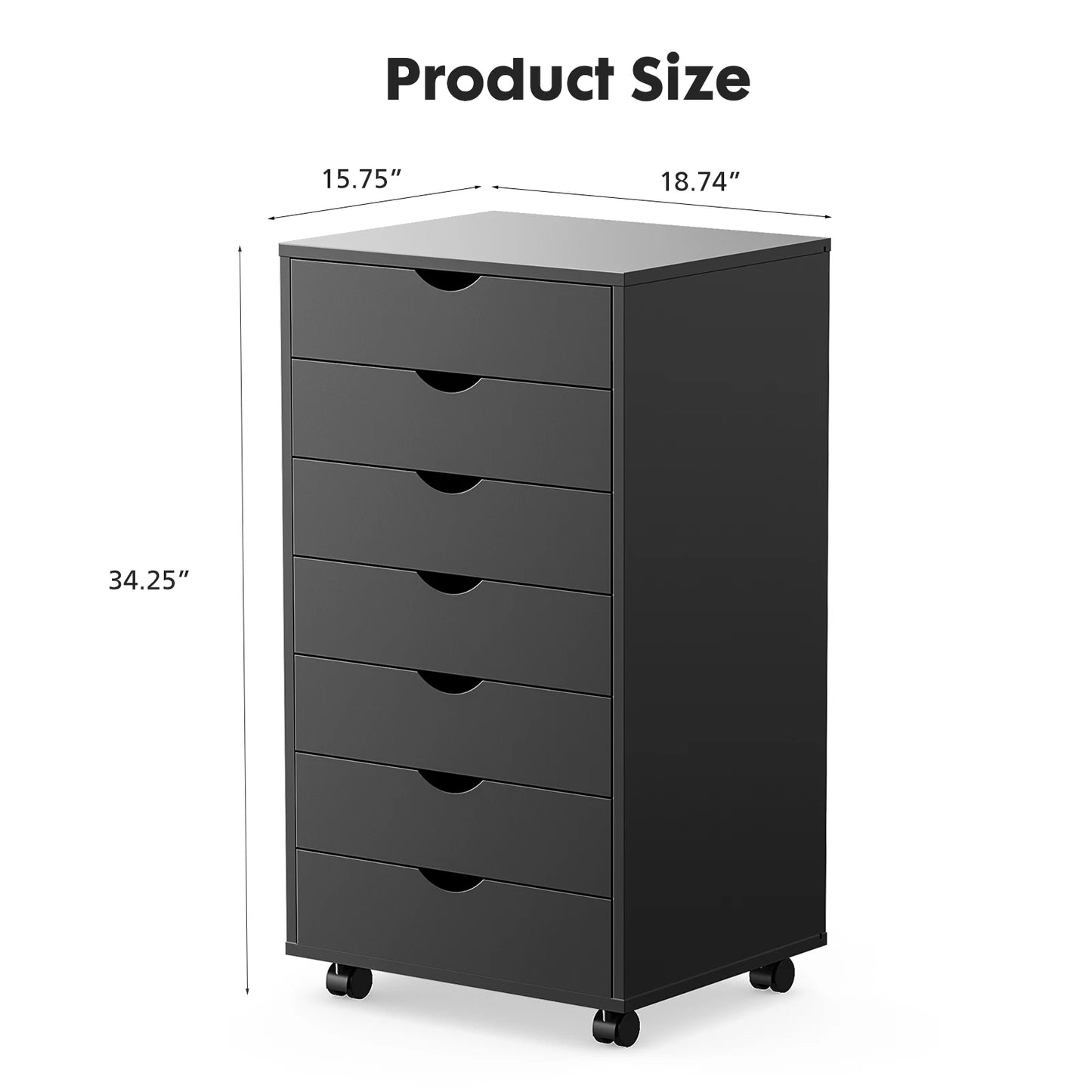JHK Chest Dressers Nightstand Storage Cabinet With Rollers