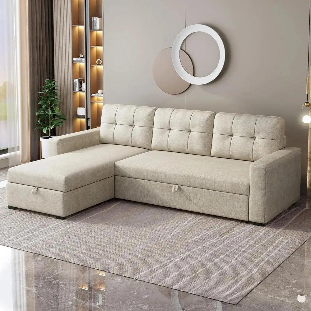 Ball Cast Convertible Sofa Bed With Reversible Storage