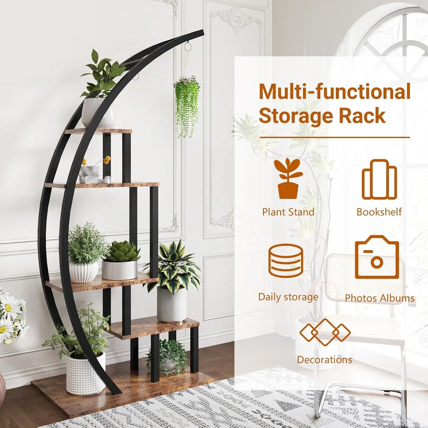 HiMISS Plant Stand 2 Pack 5 Tier Half Moon Indoor Shelf Rack