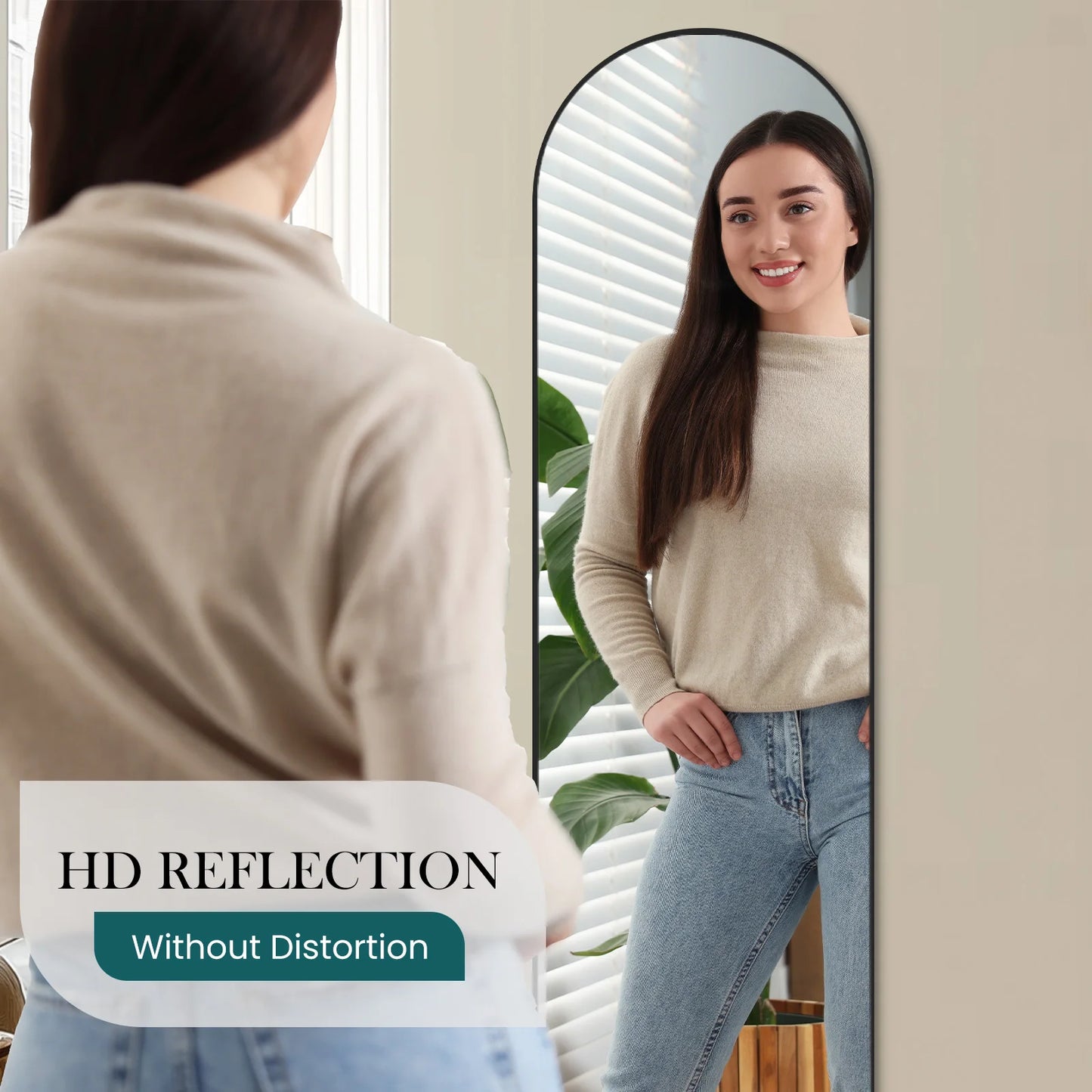 JHK Wall Mirror Aluminum Frame Standing Wall Hanging