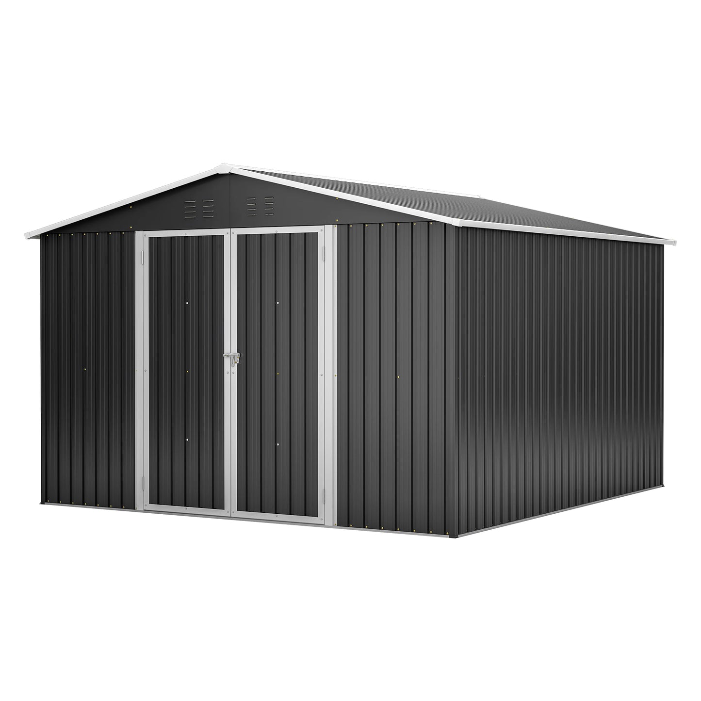 LZBEITEM Outdoor Metal Storage Shed With Lockable Doors