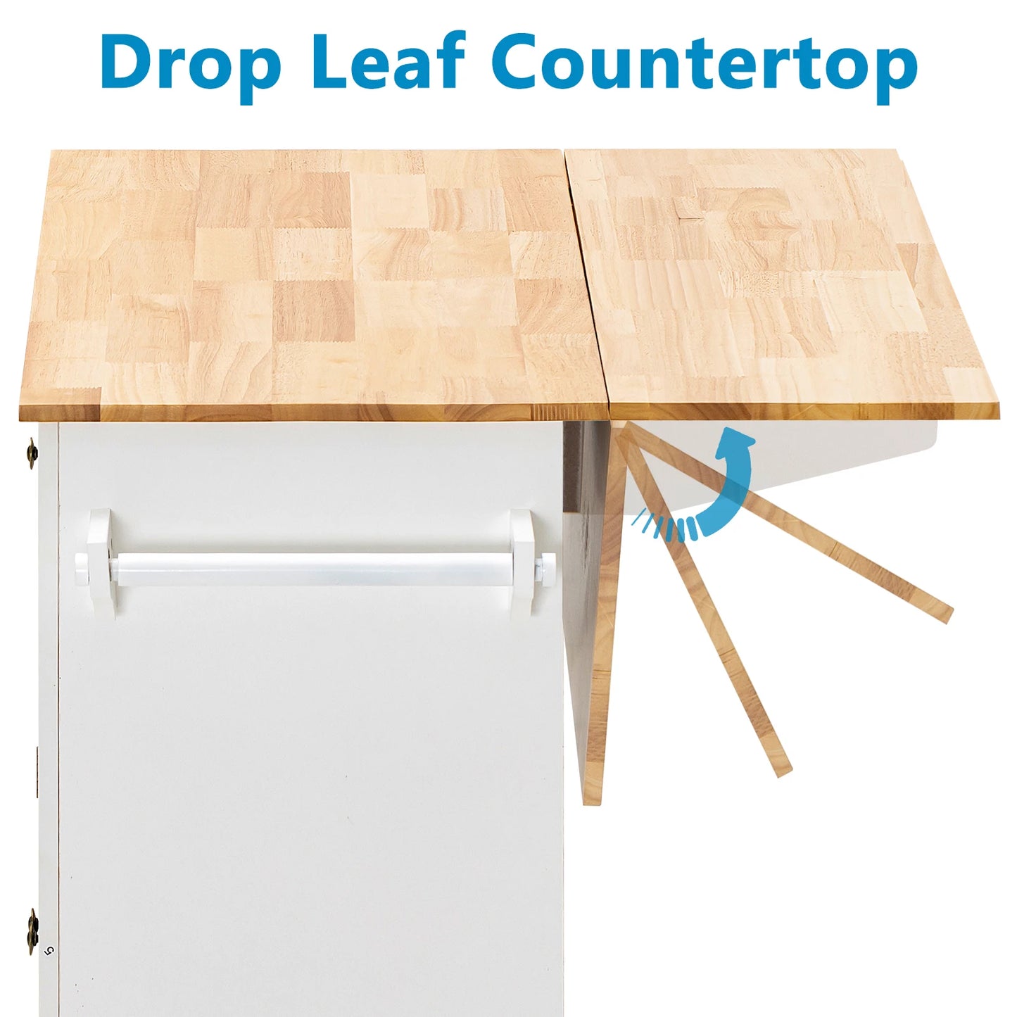 QiaoShiRen Rolling Kitchen Island With Drop Leaf And Storage