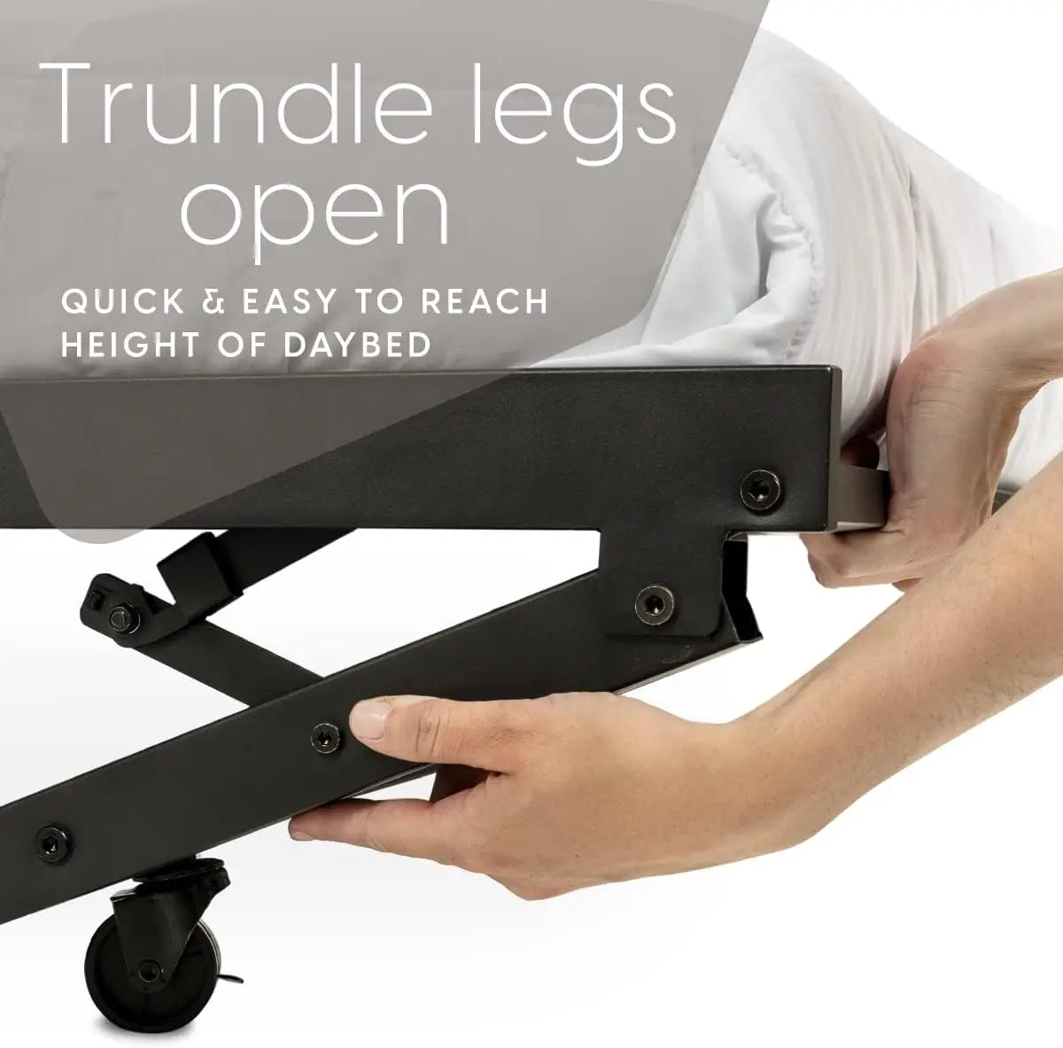XMSJH Twin Daybed With Fold Up Trundle Frame Set Assembly