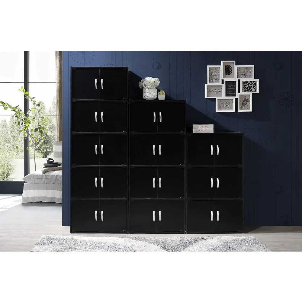 Contemporary Wood 6 Door Bookcase Cabinet For Home Office