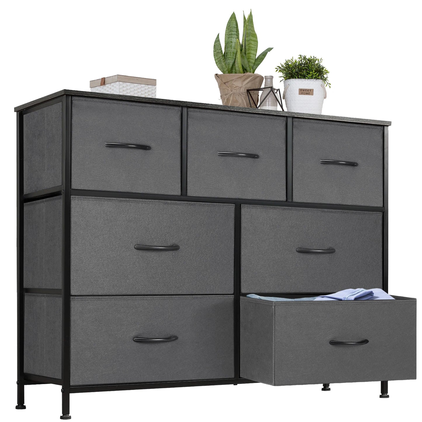 JHK Dresser With 7 Fabric Drawers Organizer Storage Cabinet
