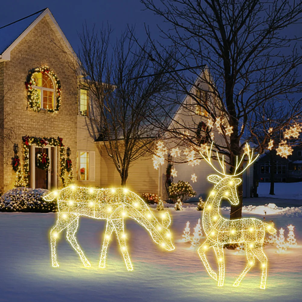 Alloet DIY Reindeer Ornaments Battery Powered Iron Decor