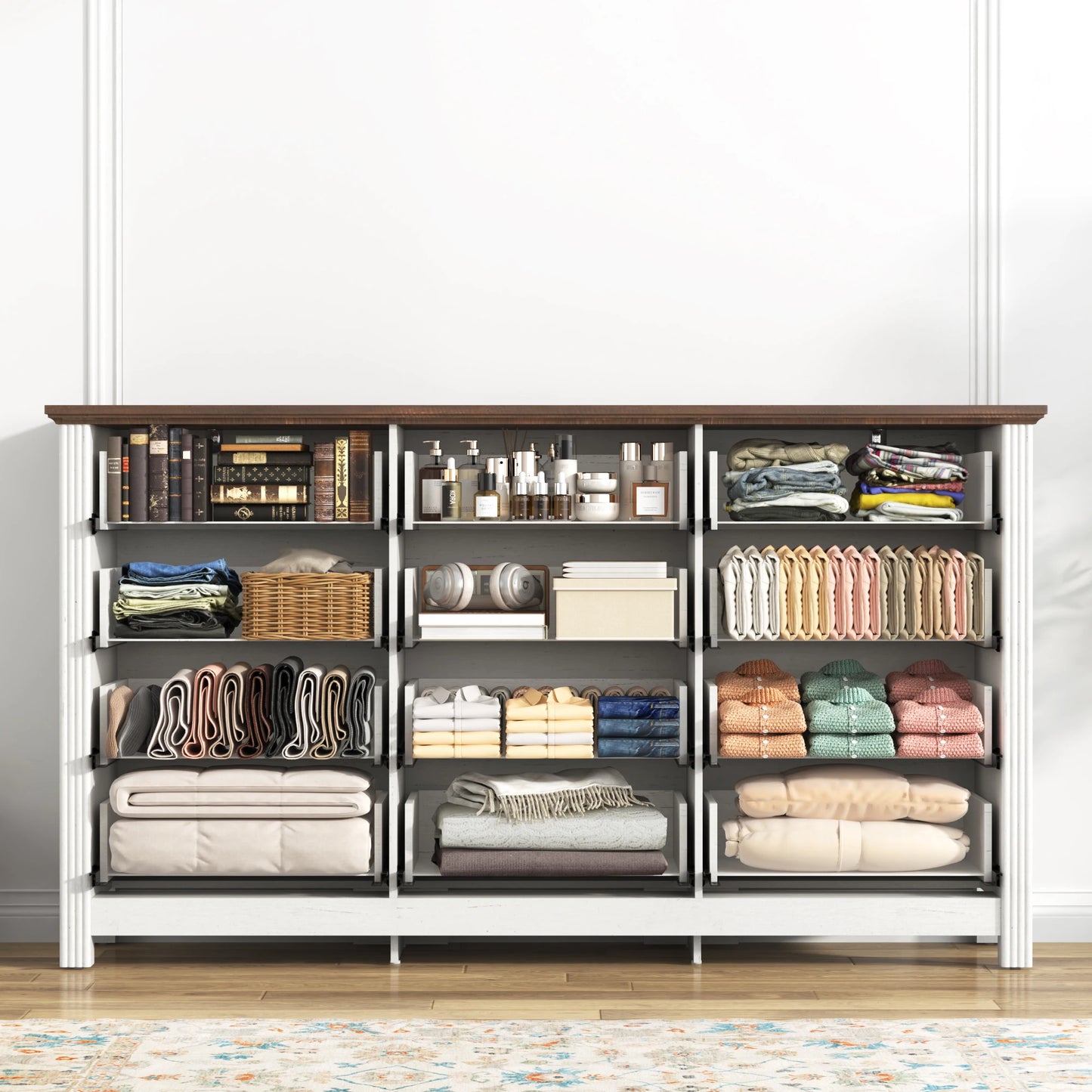 QiaoShiRen Large 12 Drawer Dresser Bedroom Wood Storage