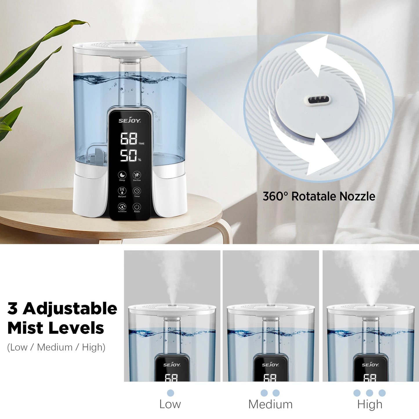 Sejoy Aromatherapy Humidifier with LED Display and Timer