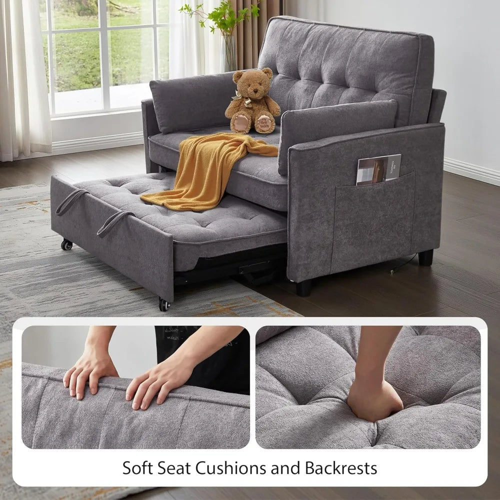 ANGDUO Convertible Sofa Bed 3 In 1 Pull Out Couch Loveseat