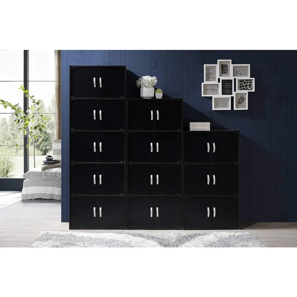 Contemporary Wood 6 Door Bookcase Cabinet For Home Office