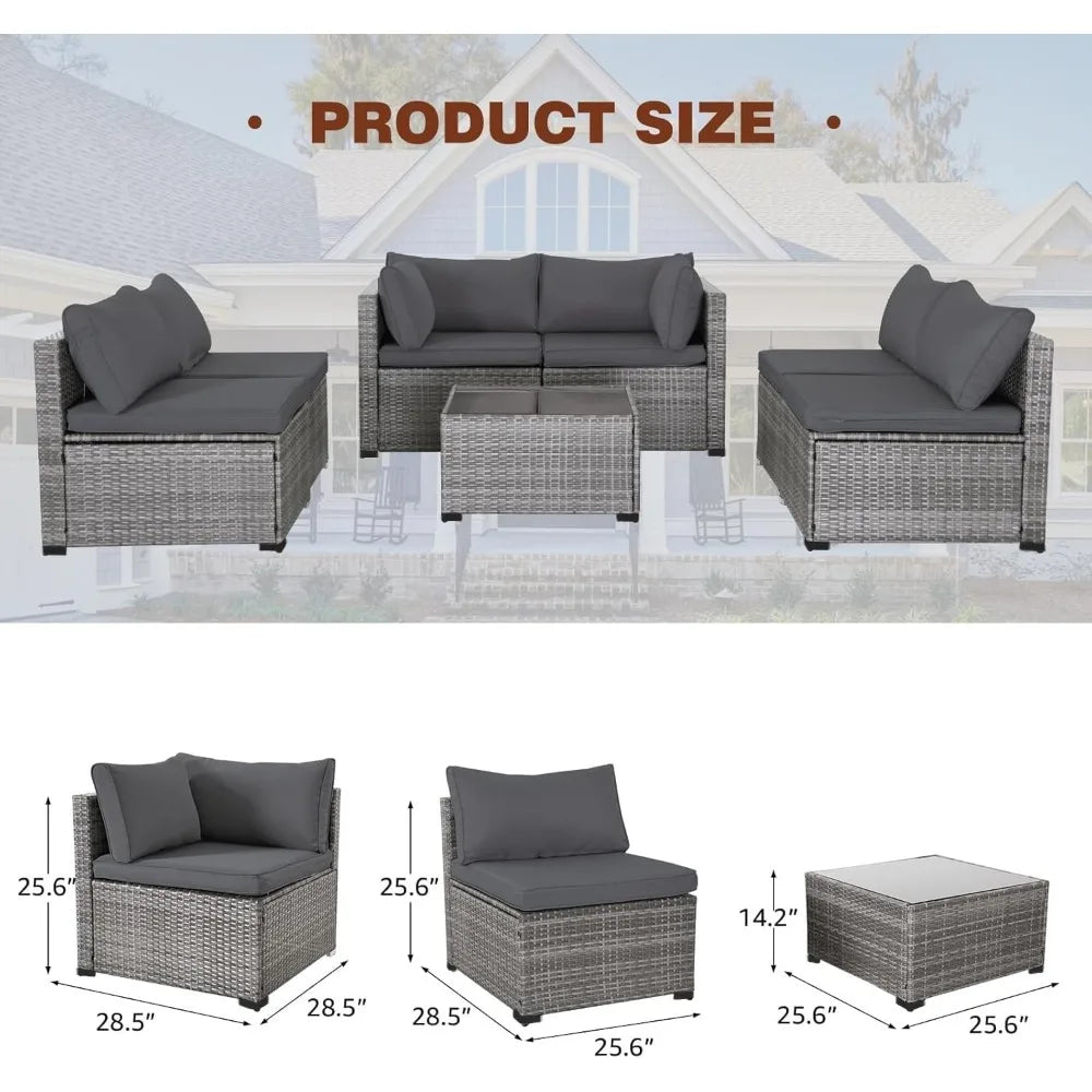 Modular Wicker Outdoor Patio Sectional Sofa Set PE Rattan