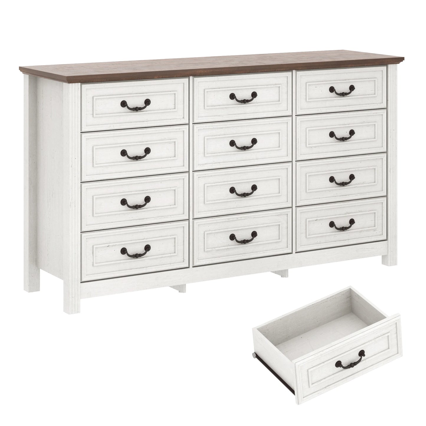 QiaoShiRen Large 12 Drawer Dresser Bedroom Wood Storage