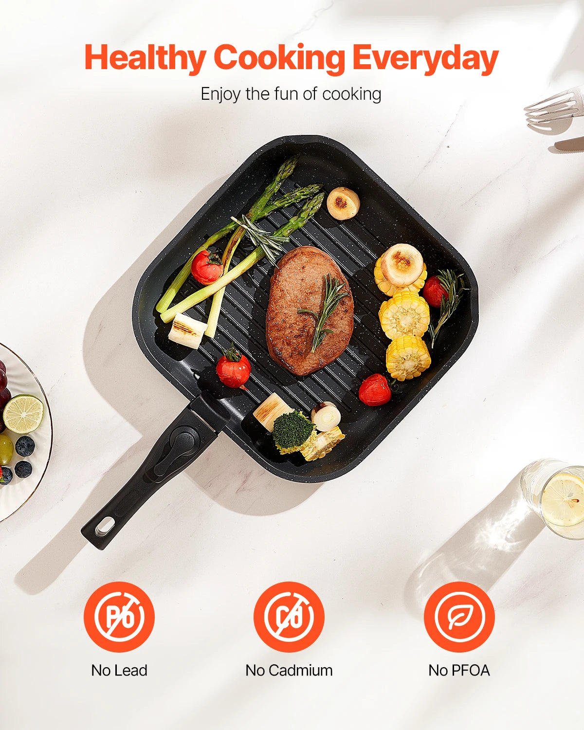 VEVOR Nonstick Cookware Set Granite Induction Kitchen Pans