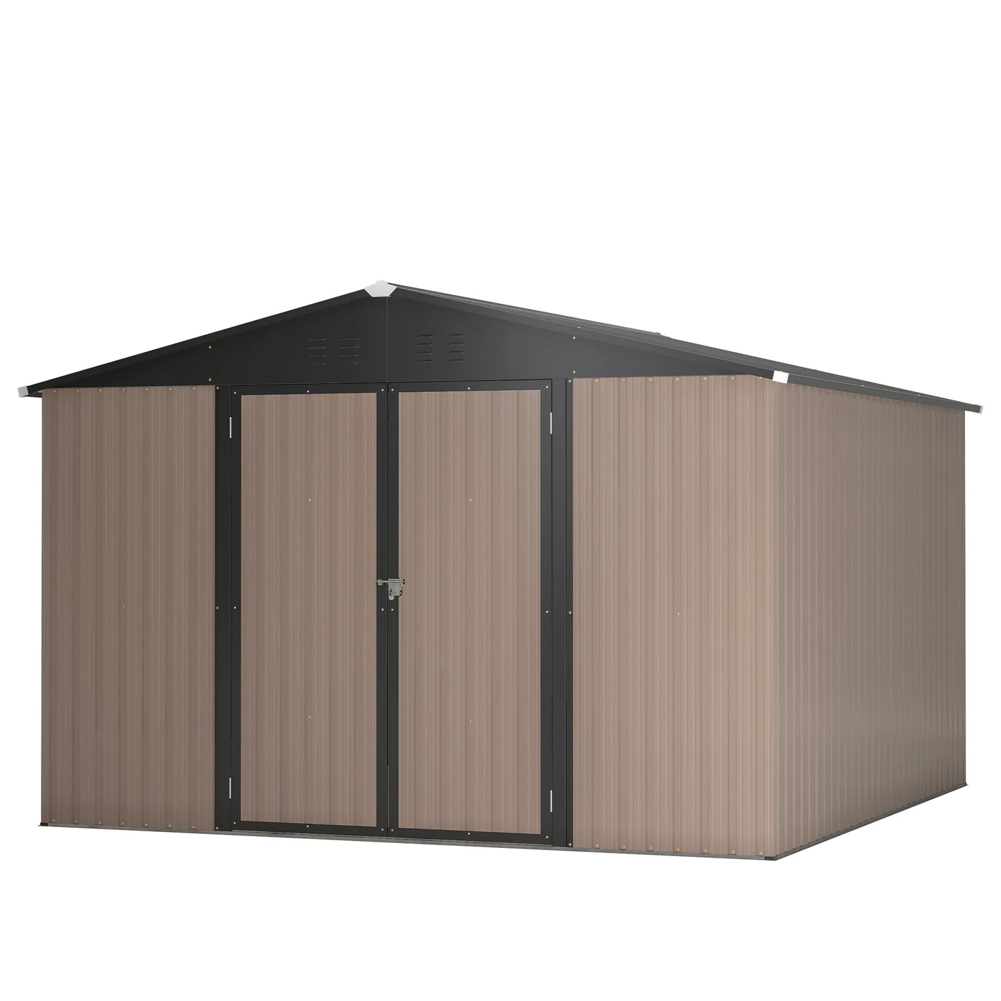 LZBEITEM Outdoor Metal Storage Shed With Lockable Doors