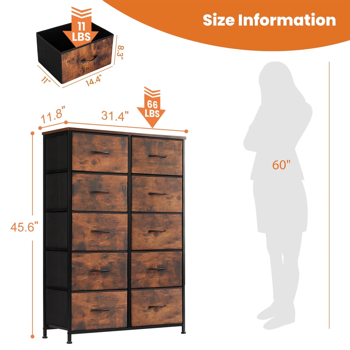 JHK Bedside Table Wardrobe With Steel Frame And Drawers