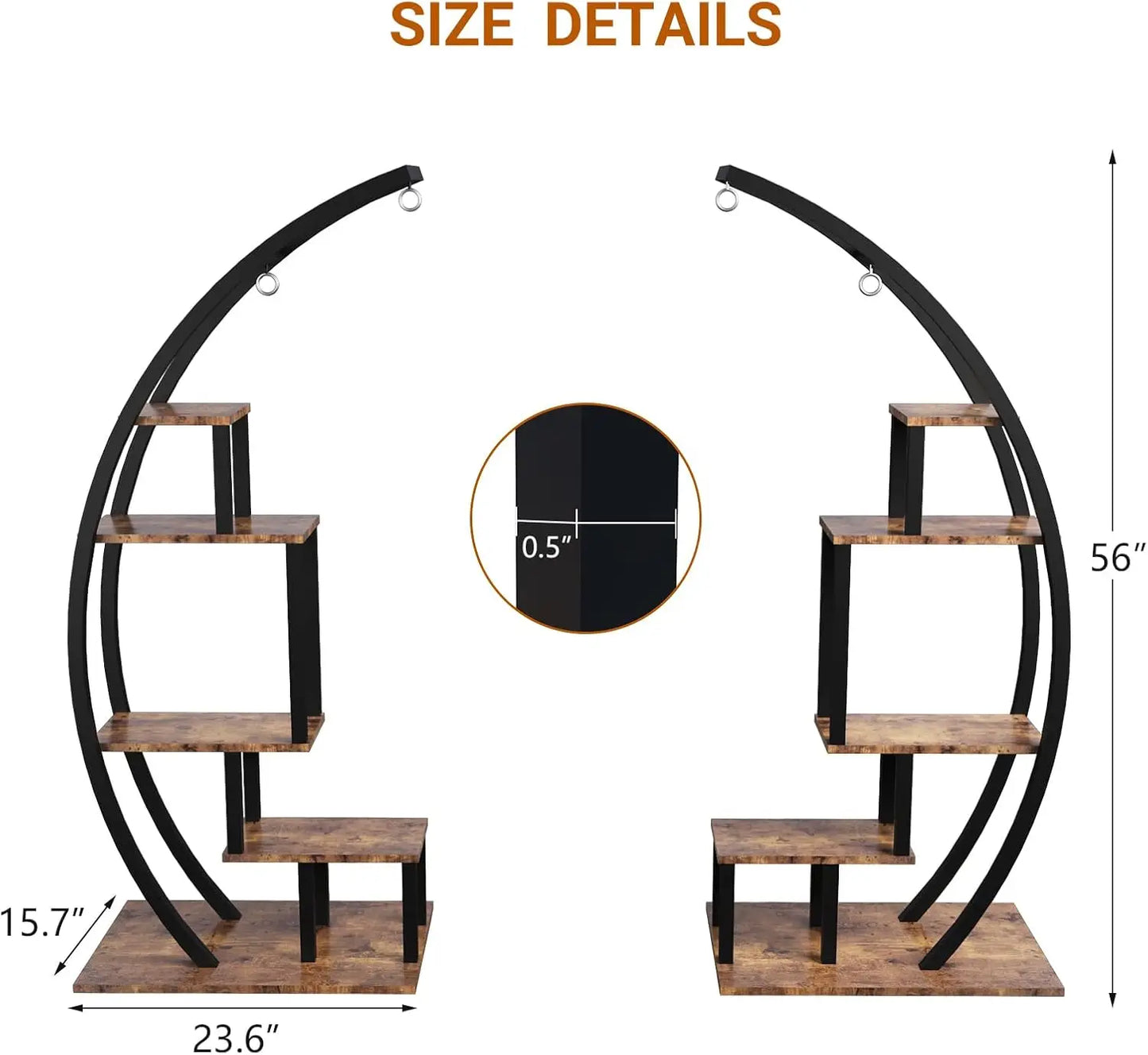HiMISS Plant Stand 2 Pack 5 Tier Half Moon Indoor Shelf Rack