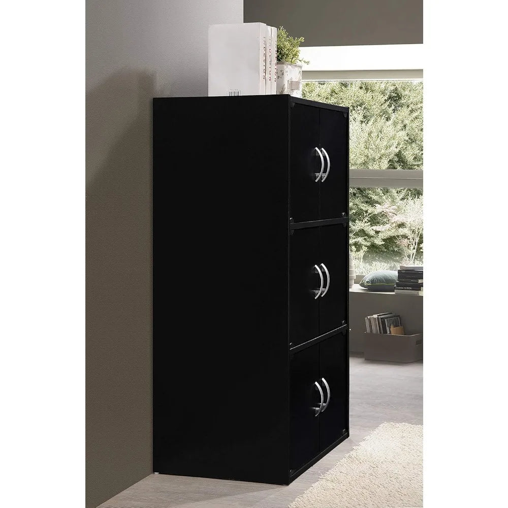 Contemporary Wood 6 Door Bookcase Cabinet For Home Office