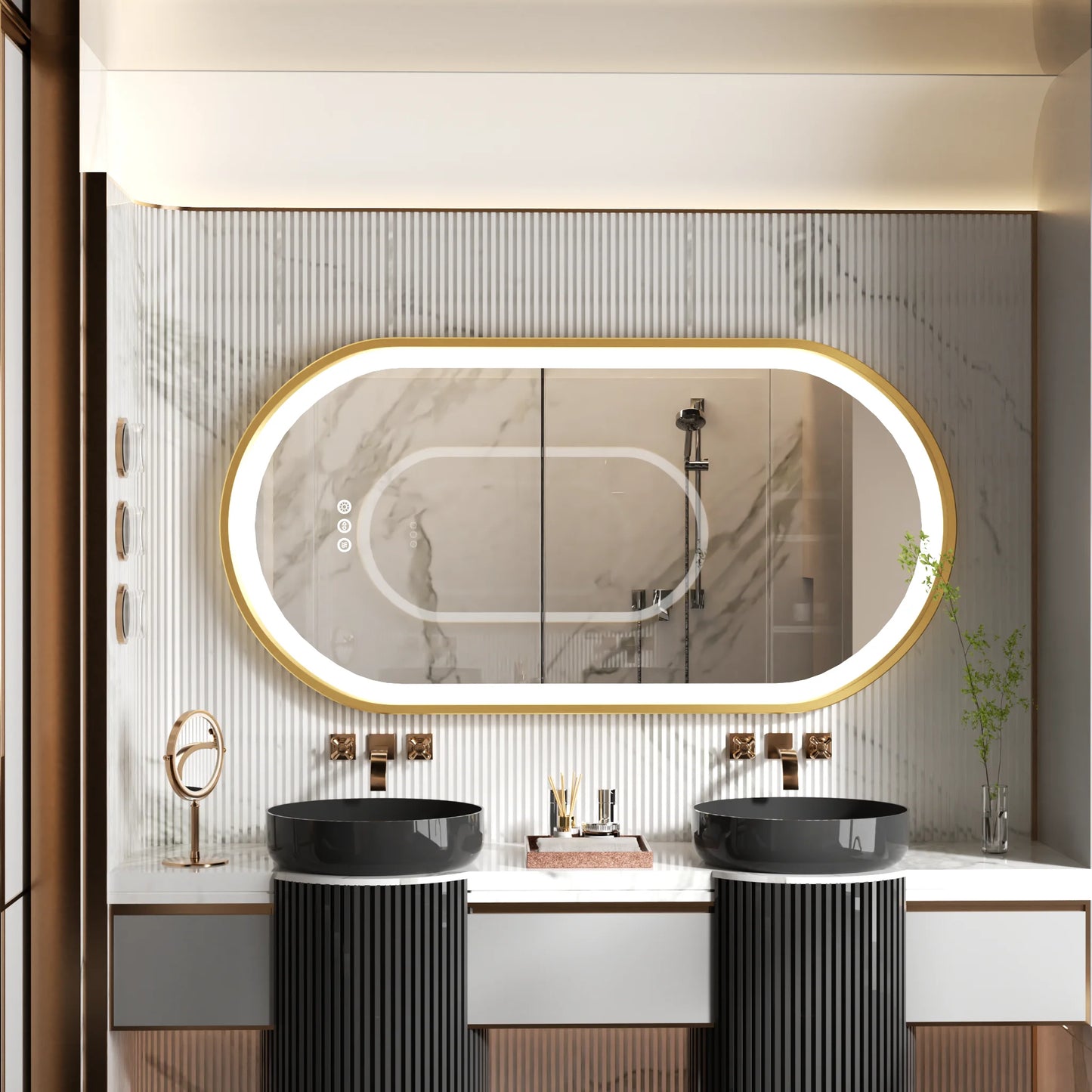 Wisfor Oval LED Lighted Dimmable Bathroom Wall Mirror