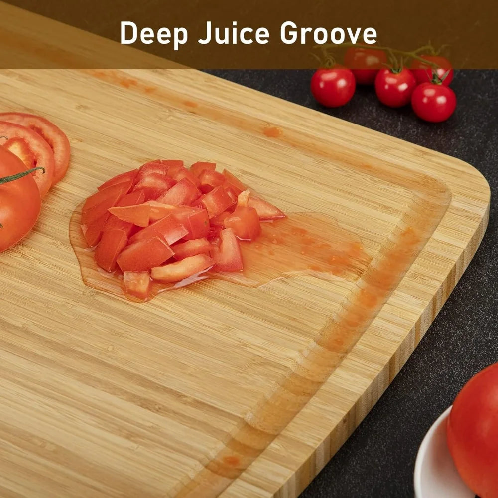 HiMISS Bamboo Cutting Board With Juice Groove For Kitchen