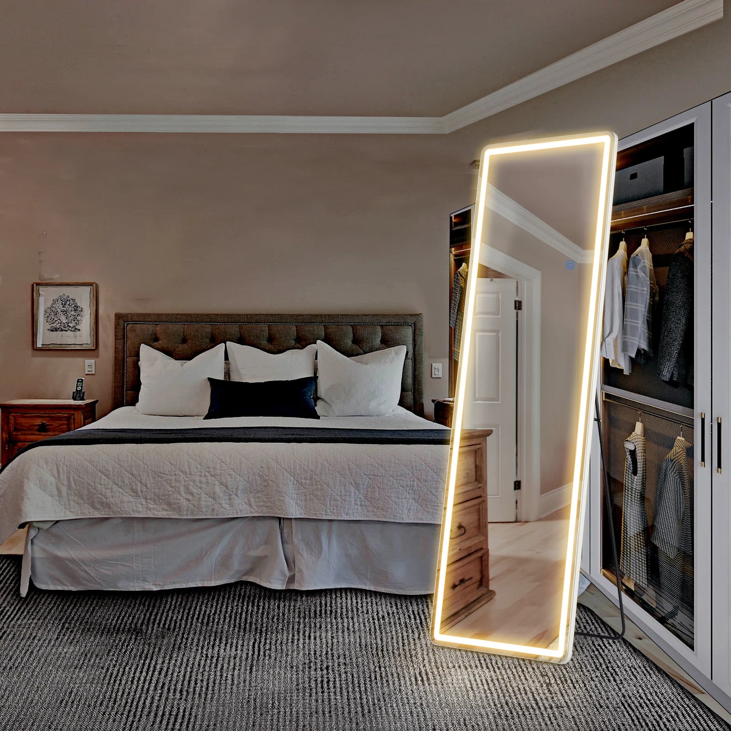 JHK Wall Mirror Aluminum Frame Standing Wall Hanging